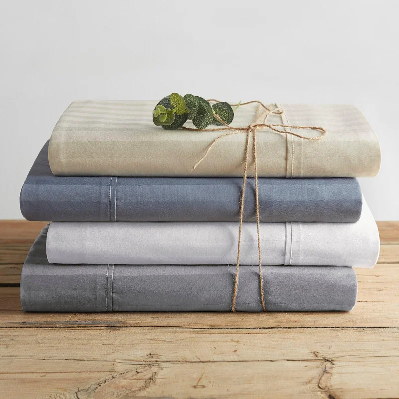 Brielle Home 100% Organic Cotton Dobby Stripe Sheet Set