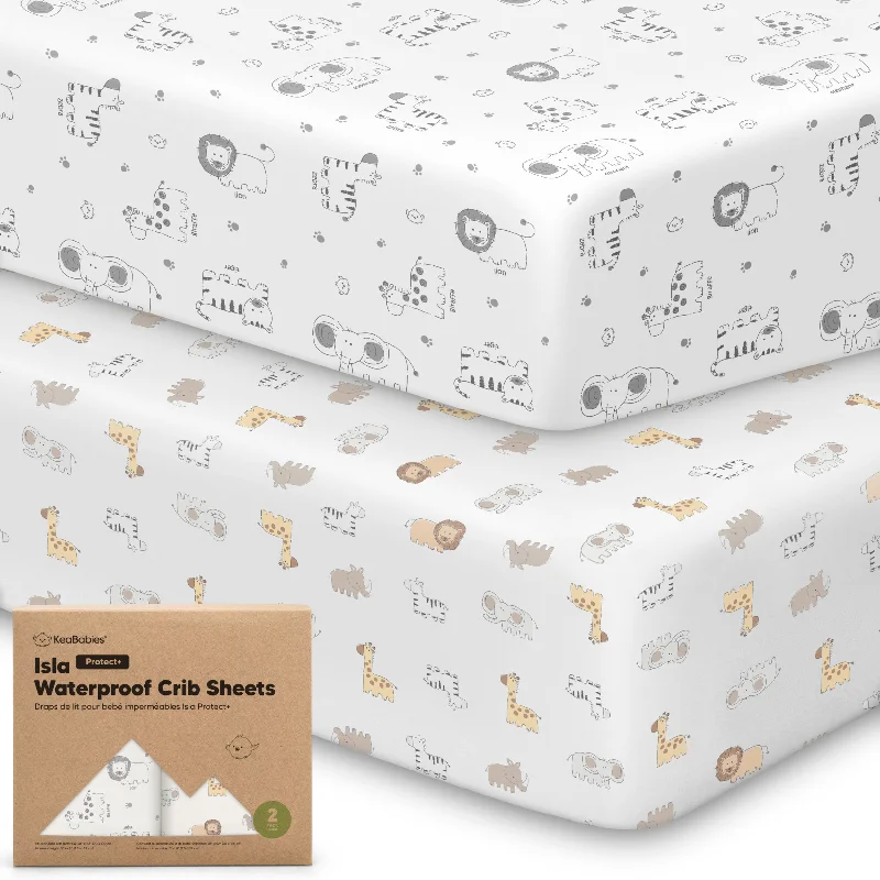 2-Pack Isla [Protect+] Waterproof Crib Sheets (KeaSafari)