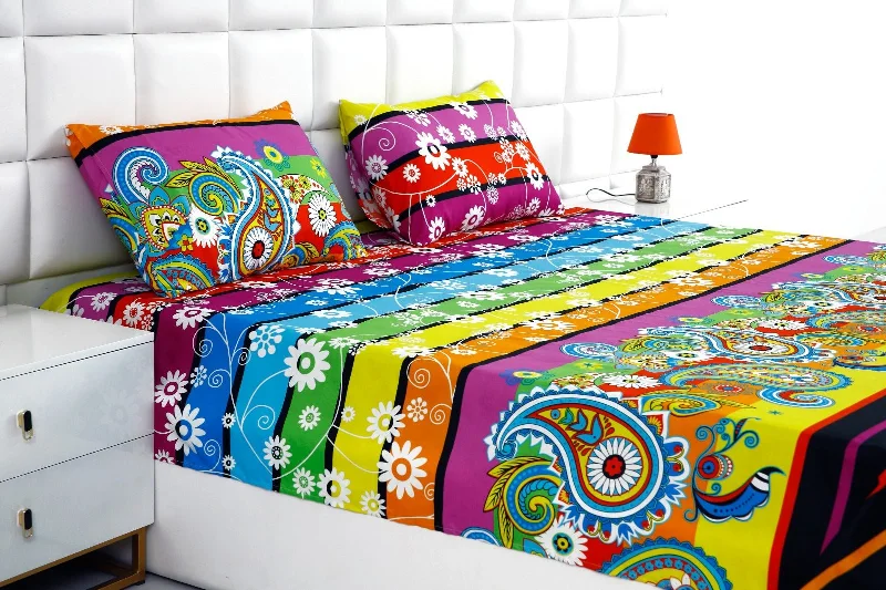 2Pcs Single Bed Sheet-Multi Flowers