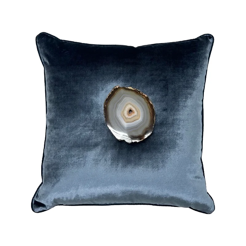 Agate Navy Velvet Pillow