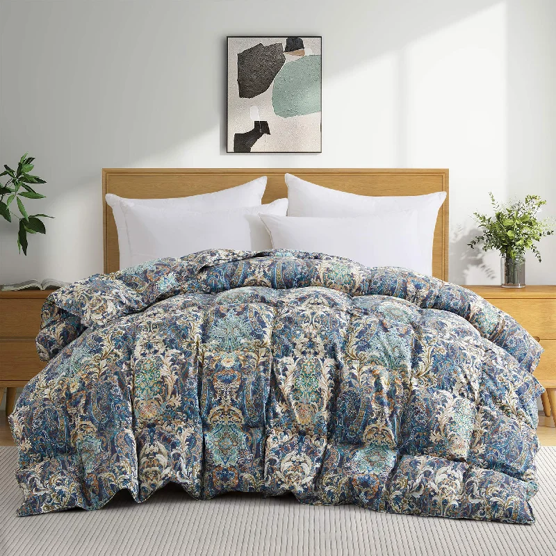 All Season White Goose Feather Fiber Comforter