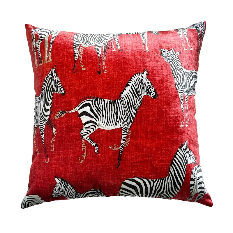 Amber Red Zebra Print Pillow