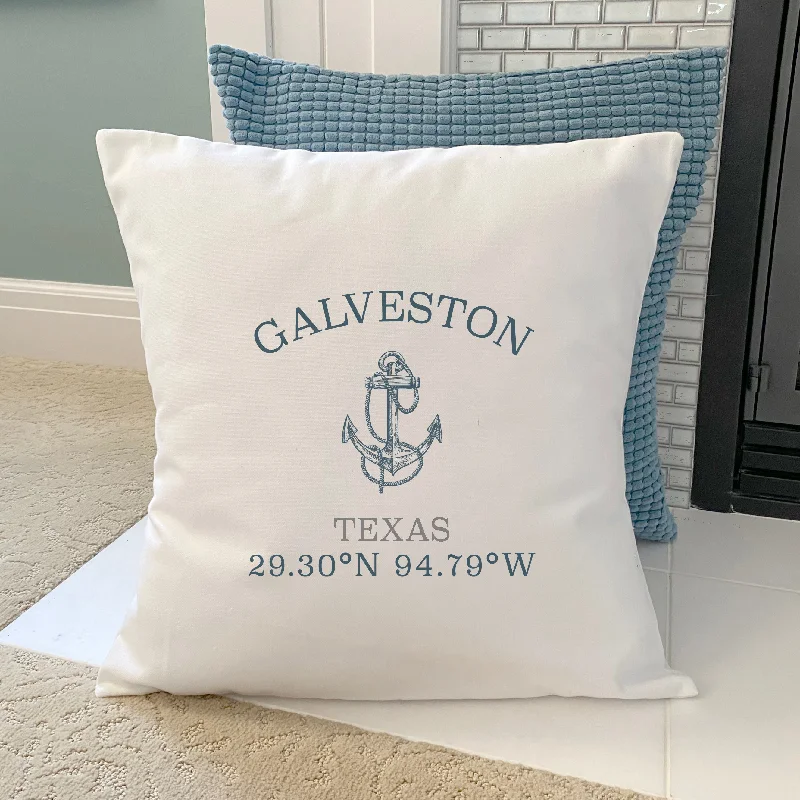 Anchor w/ Latitude and Longitude - Square Canvas Pillow