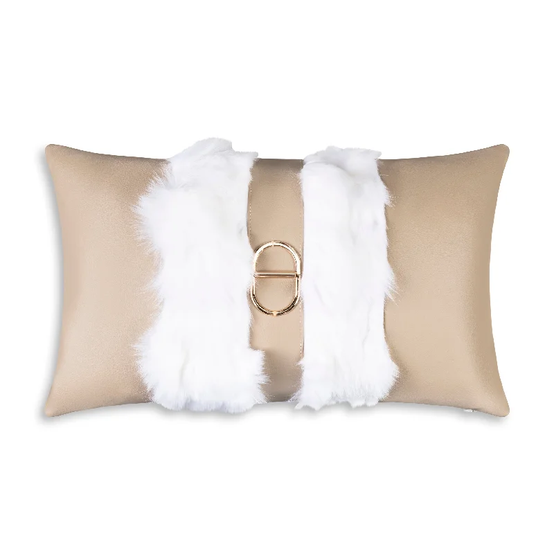 Atlas Ivory Beige Faux Fur Lumbar Pillow