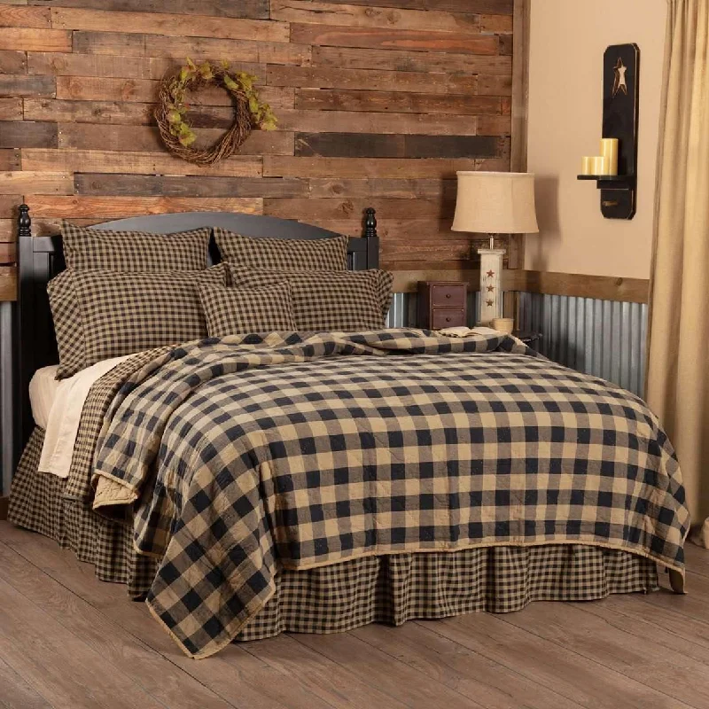 Black Check Quilt Coverlet VHC Brands