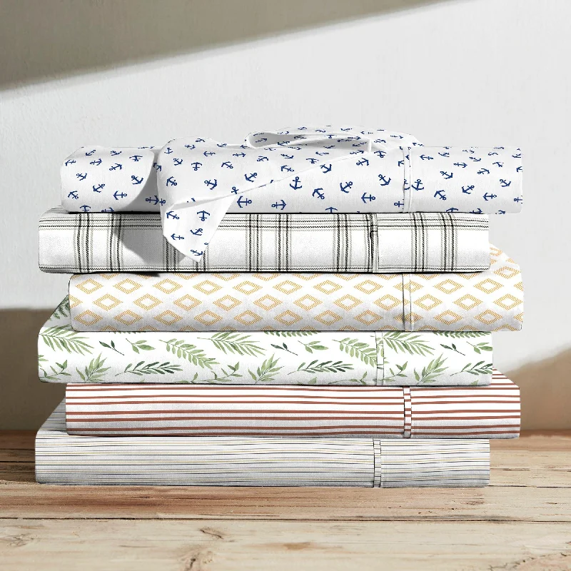 Brielle Home Printed Percale 100% Cotton Sheet Set