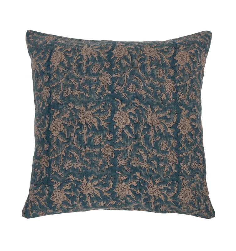 Brittany Blue Tan Linen Pillow