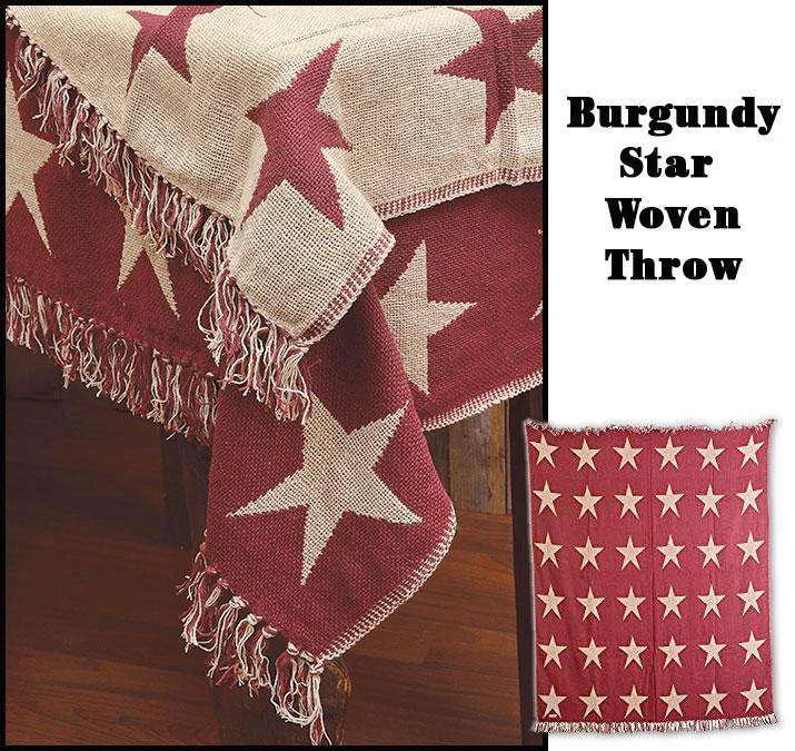 Burgundy Star Woven Throw