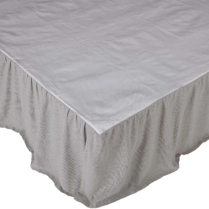 Burlap Dove Grey Ruffled King Bed Skirt 78x80x16