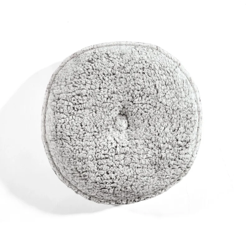 Button Soft Sherpa Round Decorative Pillow