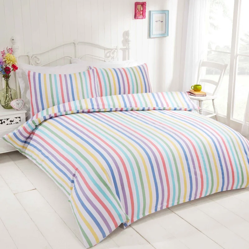 Candy Stripe Flannelette Duvet Cover Set