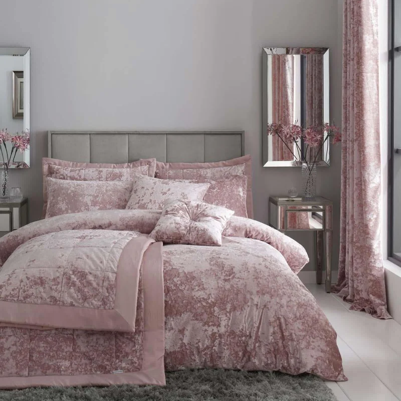 Crushed Velvet Duvet Cover Set Blush