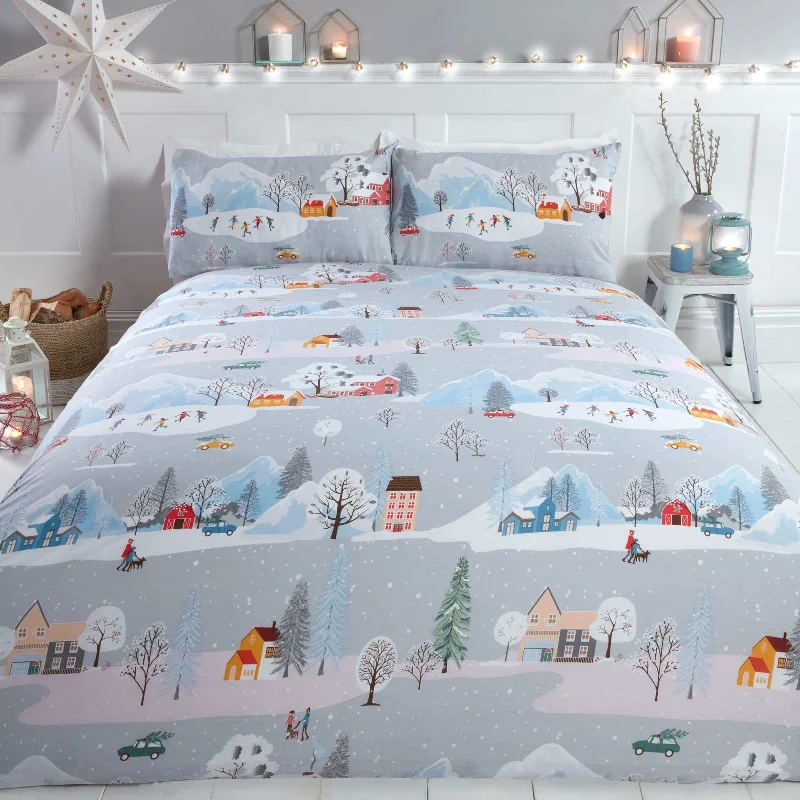 Christmas Winter Town Duvet Cover Set