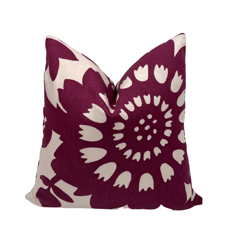 Maroon Floral Indoor/Outdoor Pillow Cover