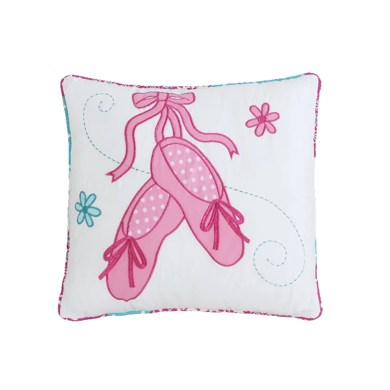 Ballerina Girl Pink Floral Shoes Square Decor Throw Pillow