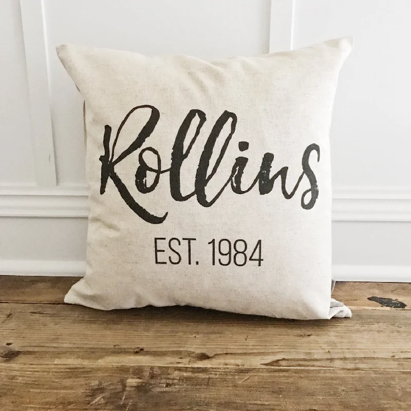 Custom Name & Est. Date Pillow Cover