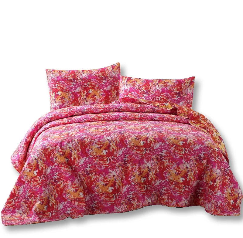 DaDa Bedding Lovely Pop of Colors Lightweight Reversible Quilted Bedspread Set (KBJ1625)