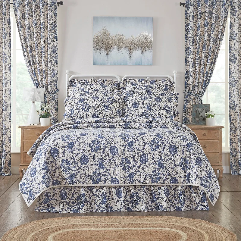 Dorset Navy Floral Luxury King Quilt 120WX105L VHC Brands