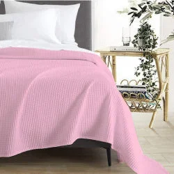 Egyptian Cotton Waffle Blanket Pink