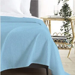 Egyptian Cotton Waffle Blanket Steel Blue