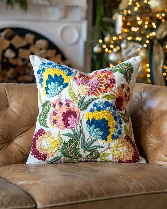 Faye Organic Cotton Abstract Floral Throw Pillow