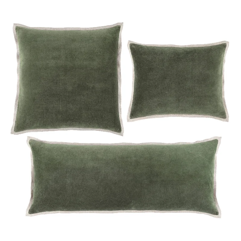 Gehry Velvet/Linen Sage Decorative Pillow Cover