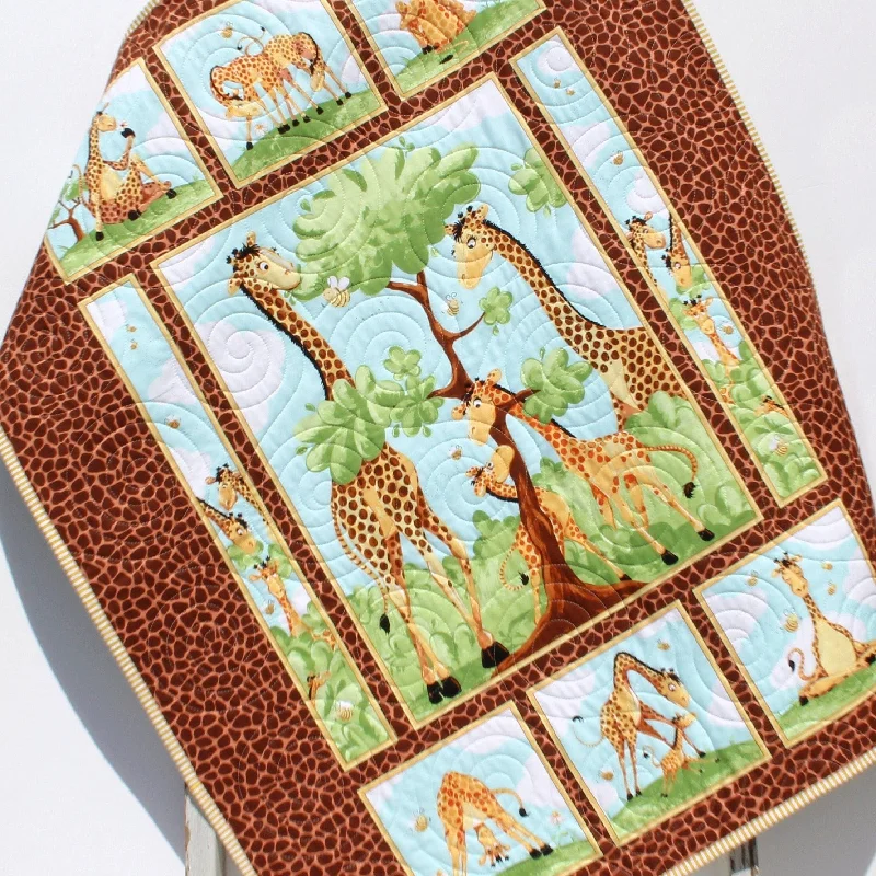 Giraffe Quilt Nursery Decor Safari Baby Bedding Boy or Girl Gender Neutral Personalize with Name for Sale Initials Newborn Trees Nature