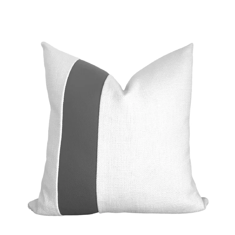 Grey Leather Band Pillow Cover