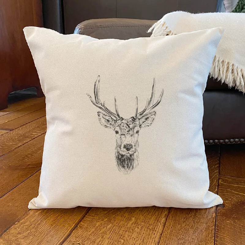 Hand Drawn Deer - Square Canvas Pillow