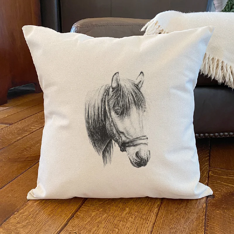 Hand Drawn Horse - Square Canvas Pillow