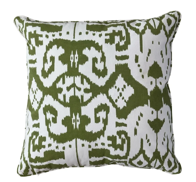 Island Ikat Palm Green on White