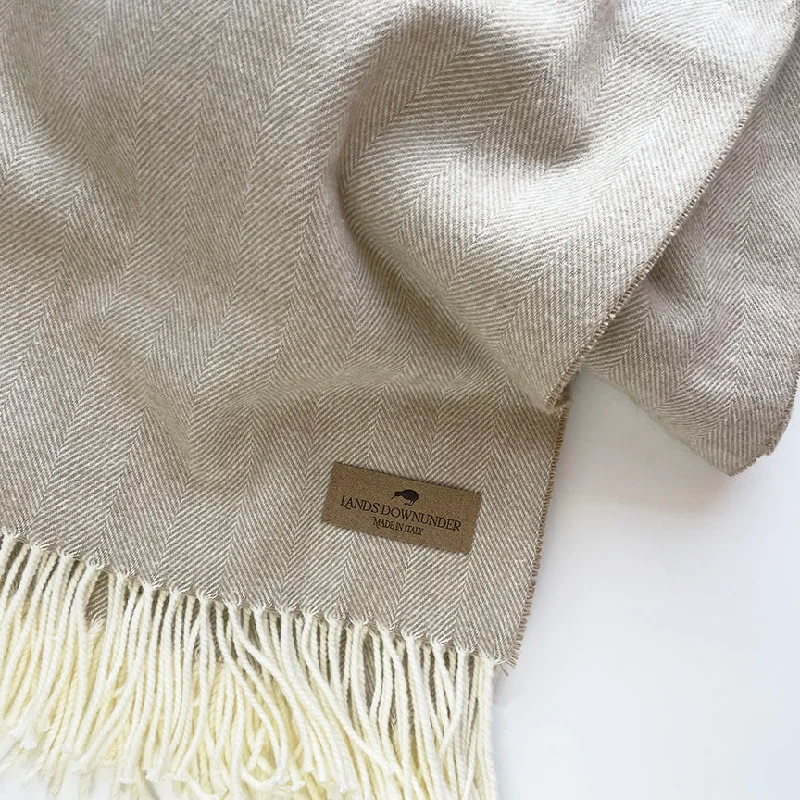 Italian Herringbone Throw, Taupe