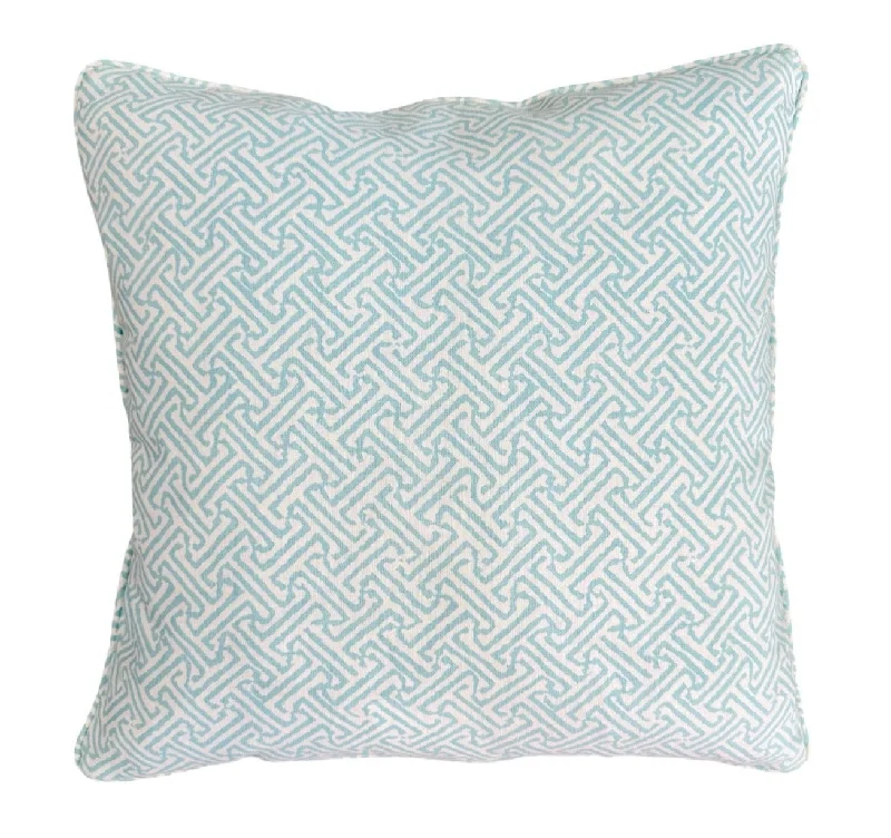 Java Java Light Turquoise on White Pillow Cover