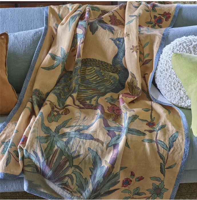 John Derian Peacock Toile Sepia Throw