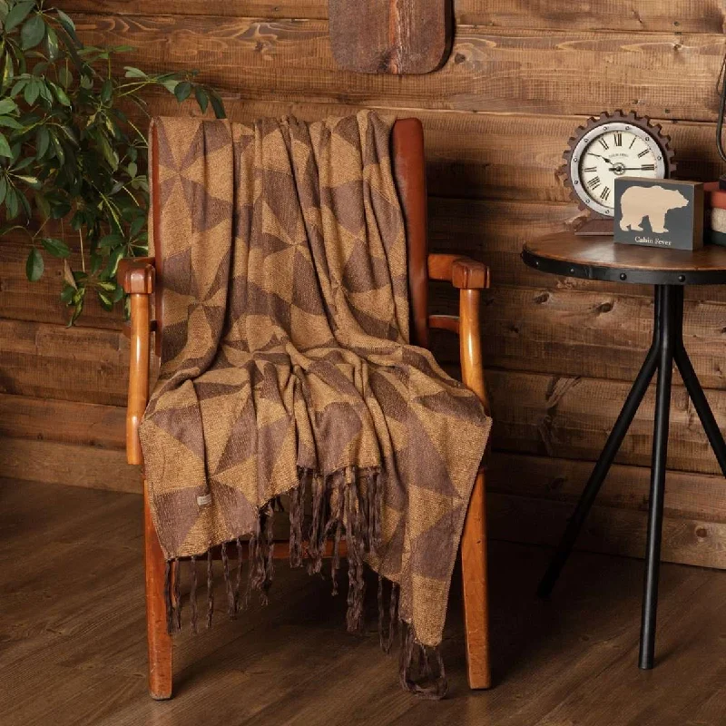 Kendrick Chenille Jacquard Woven Throw 60" x 50" Brown, Dark Tan VHC Brands