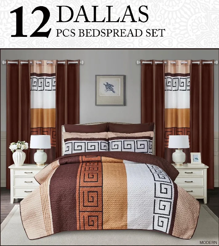 king  Dallas  Quilt Set 12Piece