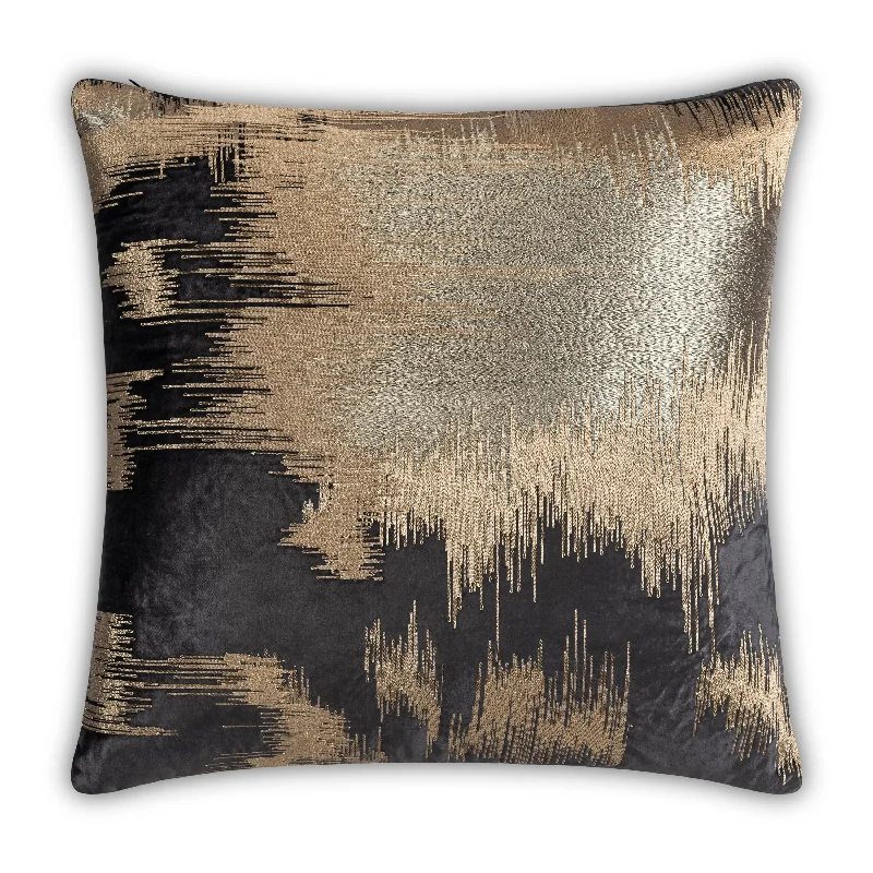 Layla Charcoal Gold Embroidered Pillow