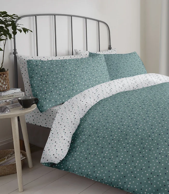 Lewis's Reversible Printed Bed In A Bag - Teal Polka Dot