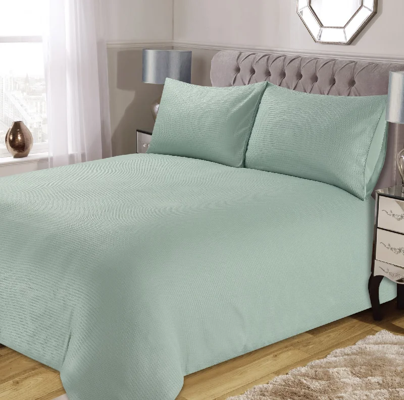 Lewis's Waffle Microfibre Duvet Set - Sage Green