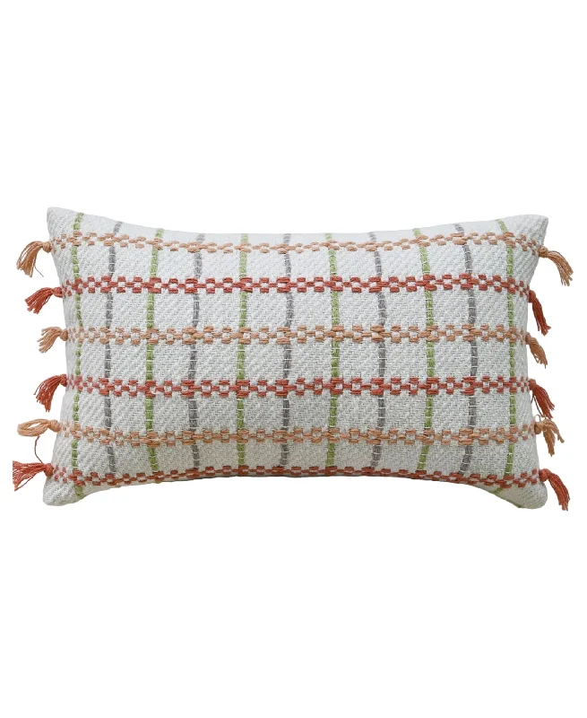 Linden Street Handwoven Knotted Edging Decorative Pillow, 14"X24"