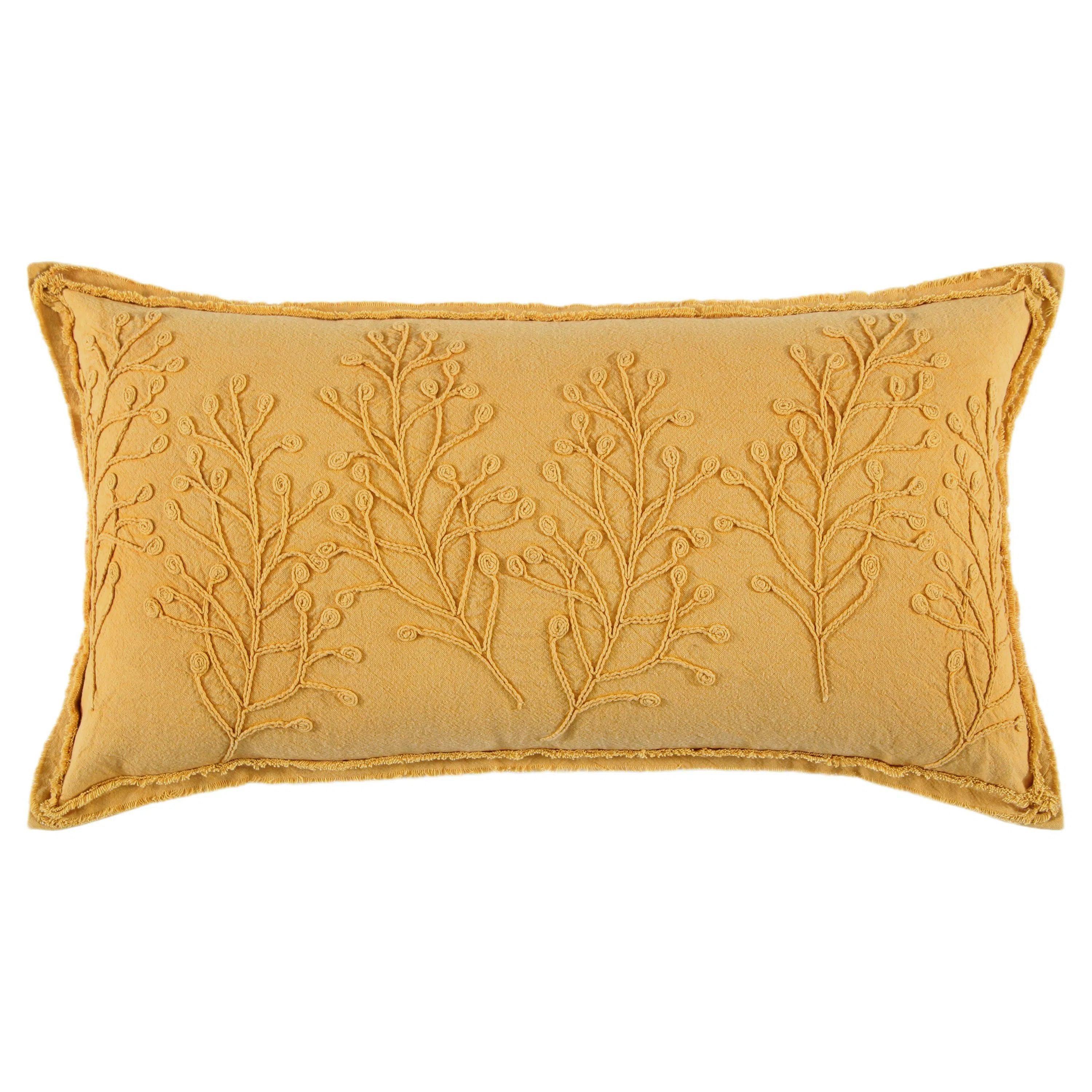 Madea Embroidered Botanical Long Lumbar Decorative Pillow