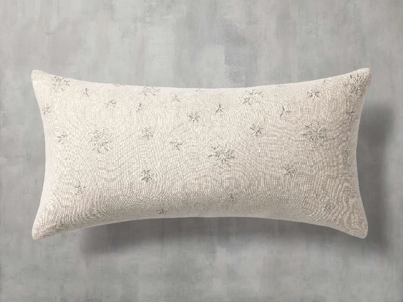 Metallic Snowflake Lumbar Pillow Cover