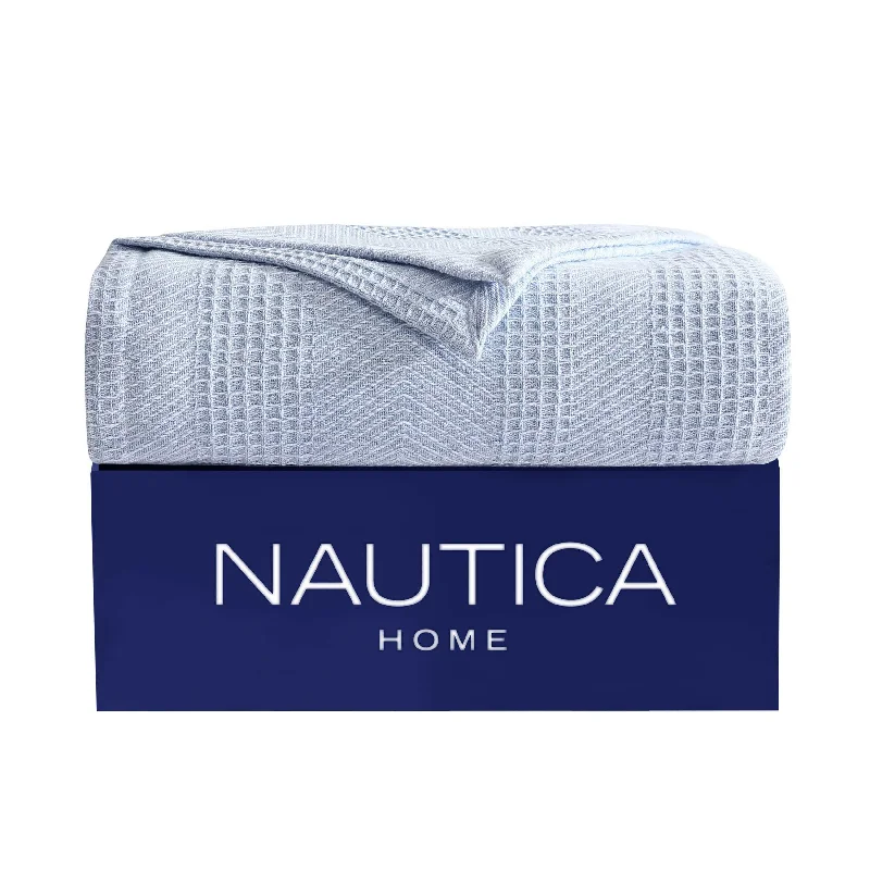 Nautica Chevron Blue Full Queen Blanket