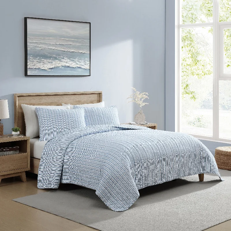 Nautica Coleridge Stripe Blue Full Queen Quilt-Sham Set