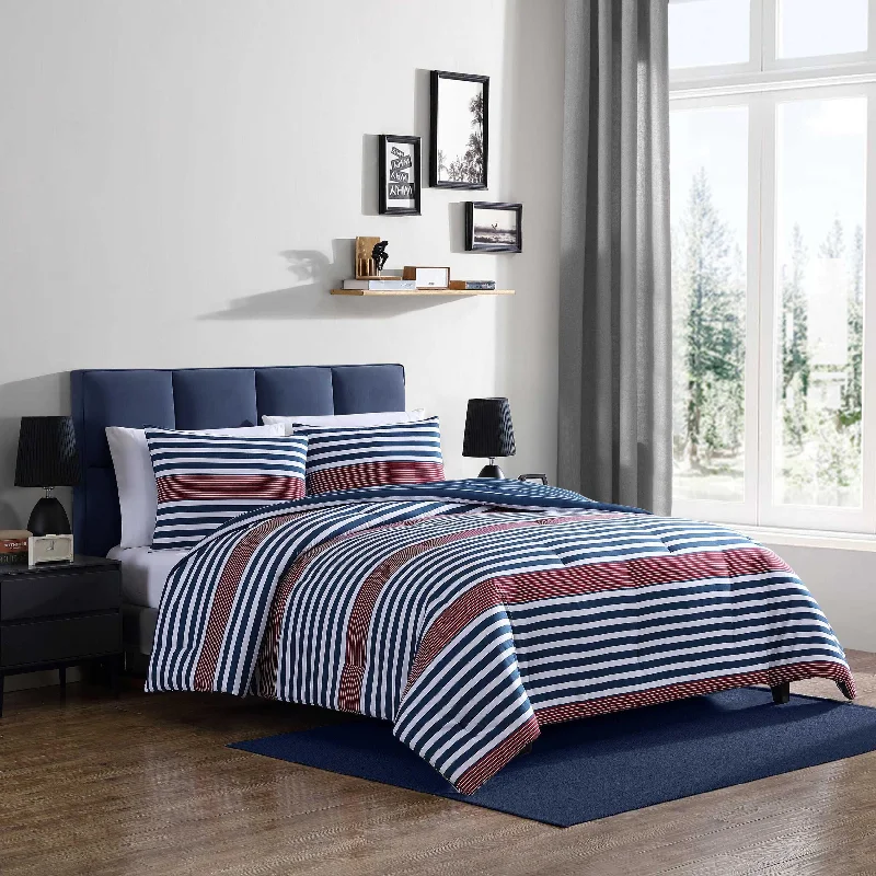 Nautica Kennedy Stripe Navy Twin/Twin Xl Comforter & Sham Set