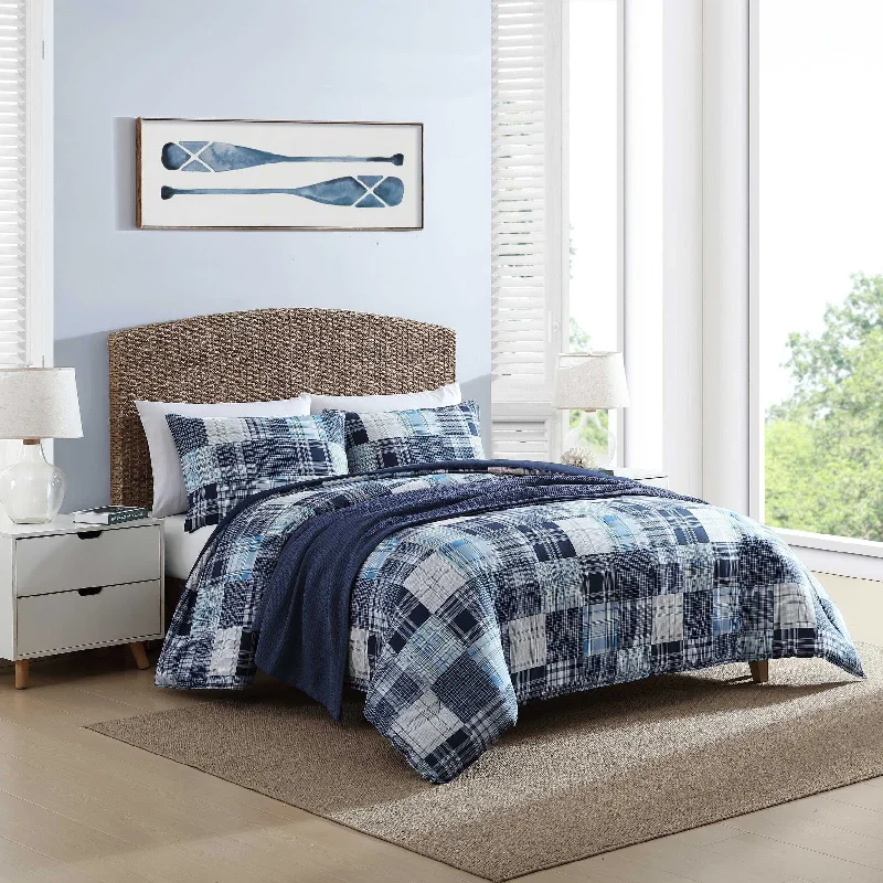 Nautica Mason Patchwork Navy Full/Queen Comforter & Sham Set