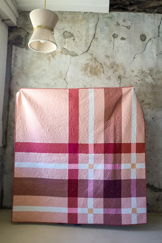 Original Upscale Plaid Handmade Quilt: Square Throw