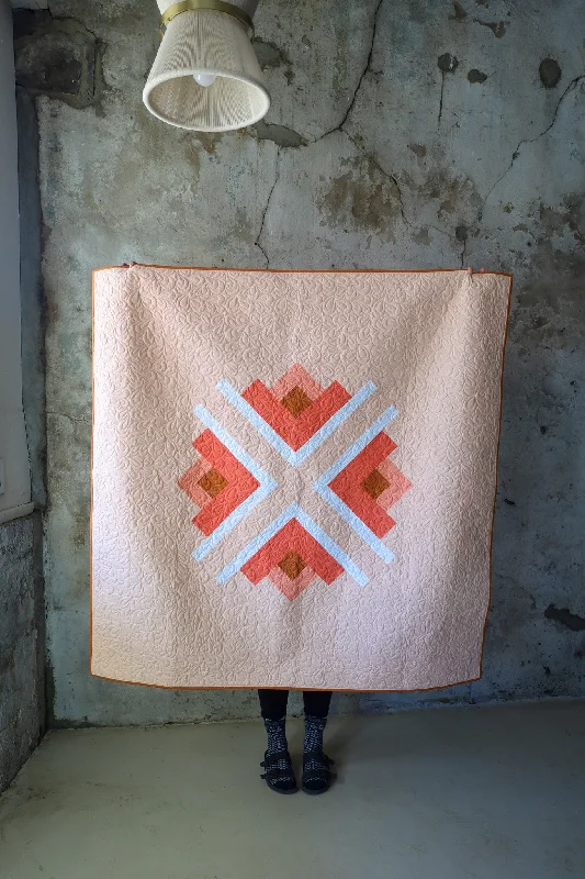 Peach Model Farm Handmade Quilt: Small Throw