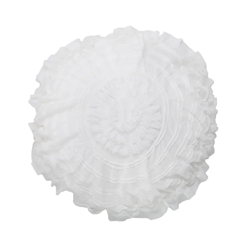 Petticoat Round Cotton Pillow - White