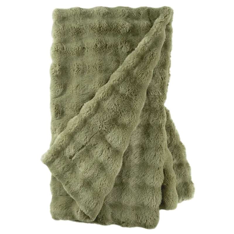 Pine Cone Hill Fab Faux Olive Throw